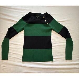 LAUREN RALPH LAUREN green & black stripped sweater